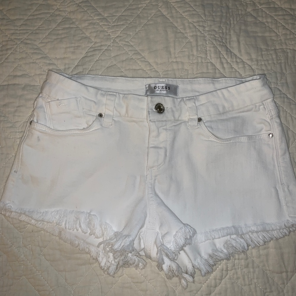 Guess white jean shorts